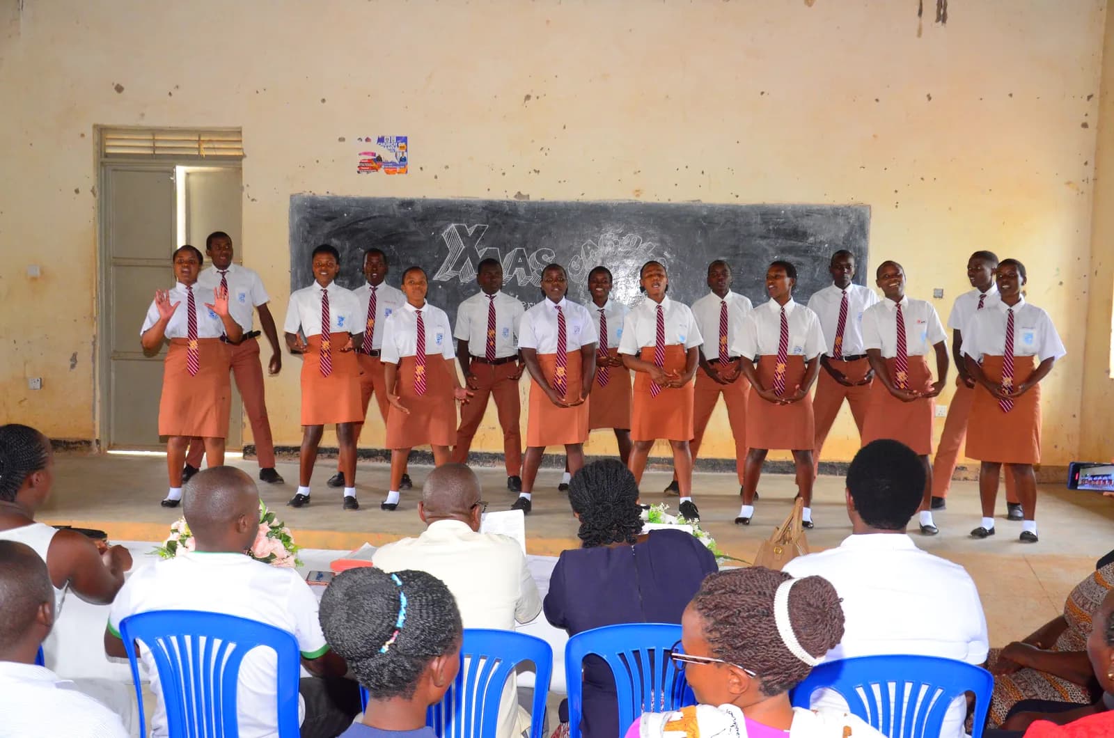Students performing during Christmas carols at Rubaare Secondary School.