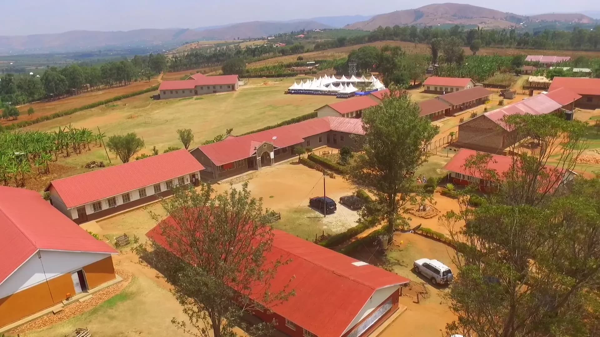 Aerial view of Rubaare Secondary School in Ntungamo District, Uganda.